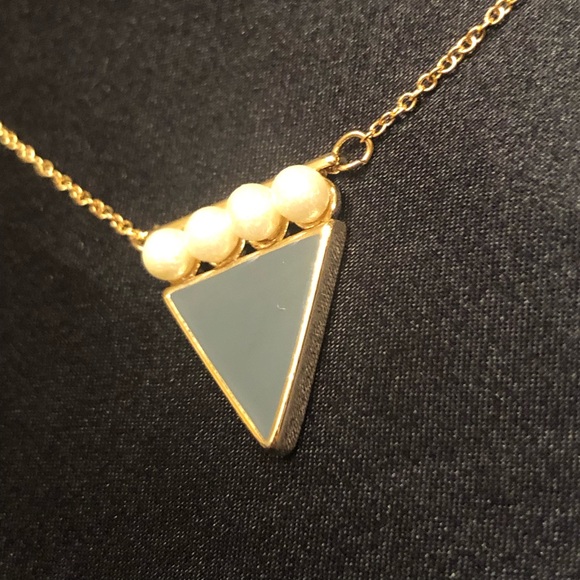 *6 for $10!* Gold Metal Triangle Charm Pearl Turquoise Geometric Aztec Necklace - Picture 2 of 9